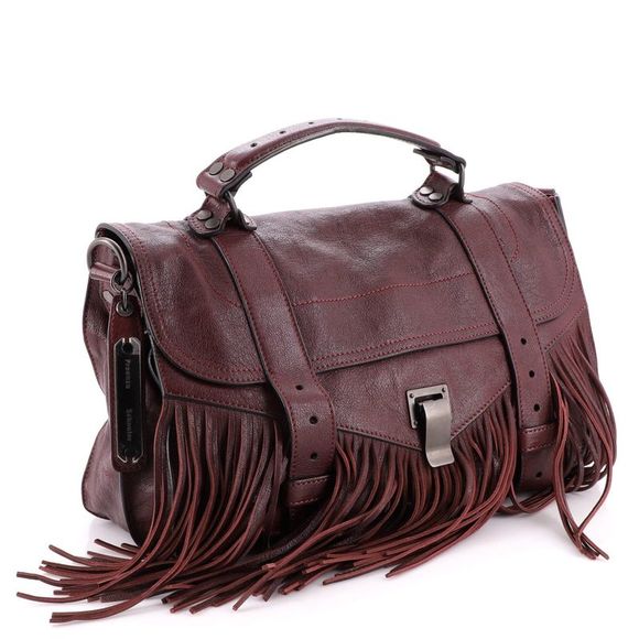 Proenza Schouler PS1 Fringe Satchel Leather Medium Red - Picture 2 of 8